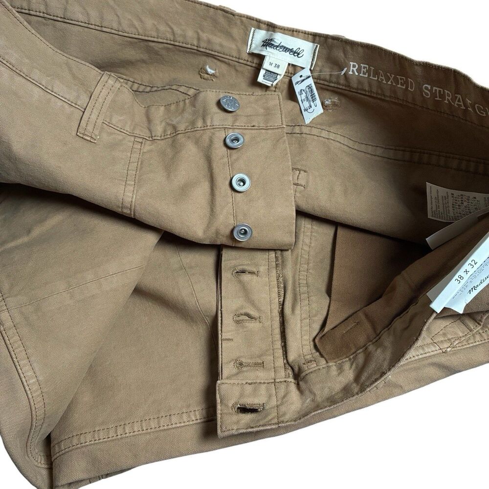 Madewell Workwear Pant Mens 40x30 (tag 38) Tan Relaxed Straight Button Fly NWT - Picture 8 of 14